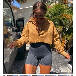 Chic By Ally b FP Dupe Cropped Sweatshirt Camel